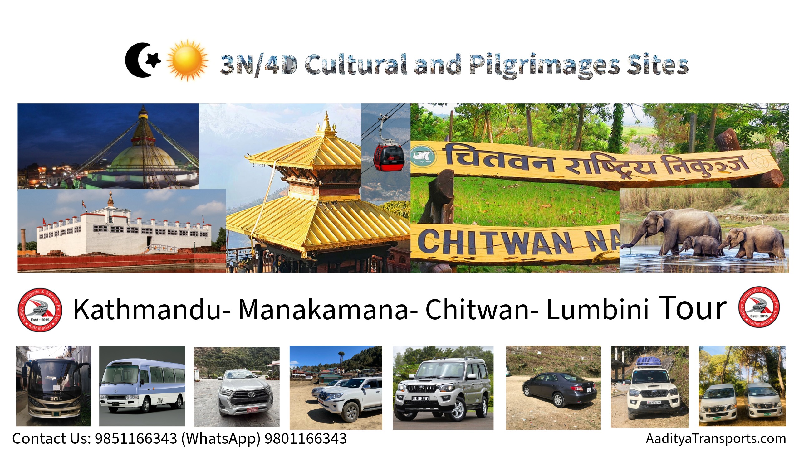 Kathmandu – Manakamana – Chitwan – Lumbini Tour (3 Nights / 4 Days)